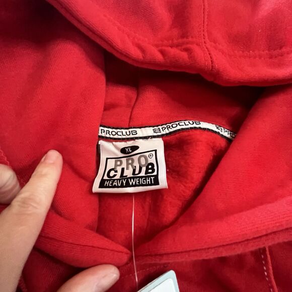 Pro Club Men's Heavyweight Pullover Hoodie (13oz) Size XL Red - Picture 9 of 10